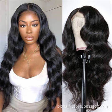BIS Brazilian 100% Human  hair 4x4 loose deep waves wig for black women, human hair wigs with transparent lace closure wig
